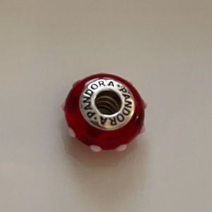 Pandora Red Murano Glass Spotty Charm sterling silver